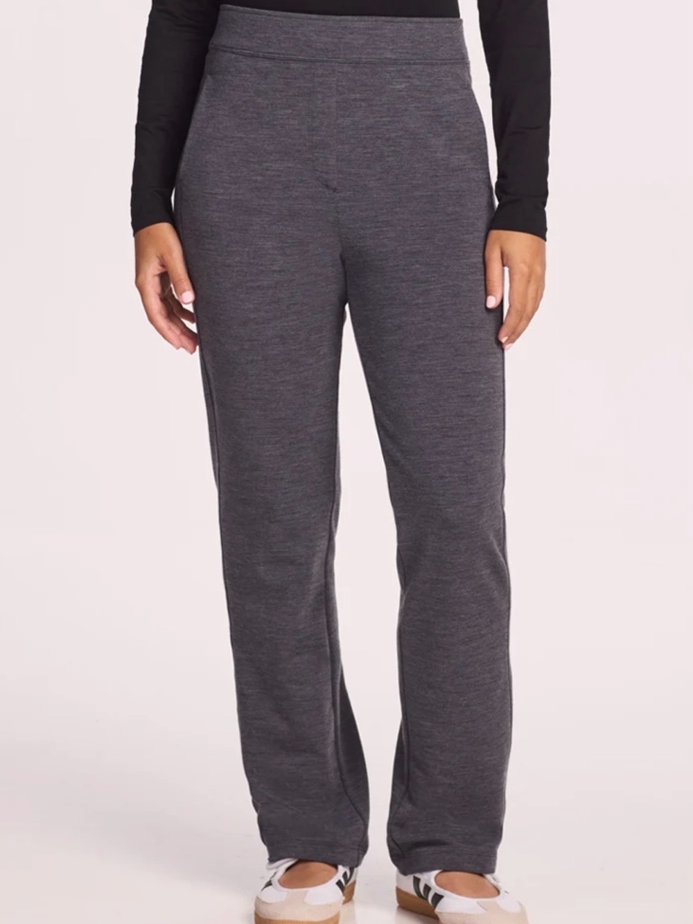 Woolx Emerson Straight Leg Pants Womens Merino Wool Cinder Melange Gray Travel